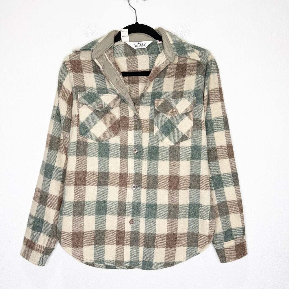 Vintage 70s Woolrich Wool Button Up Shirt Heavy Buffalo Check Woodsman Cabincore